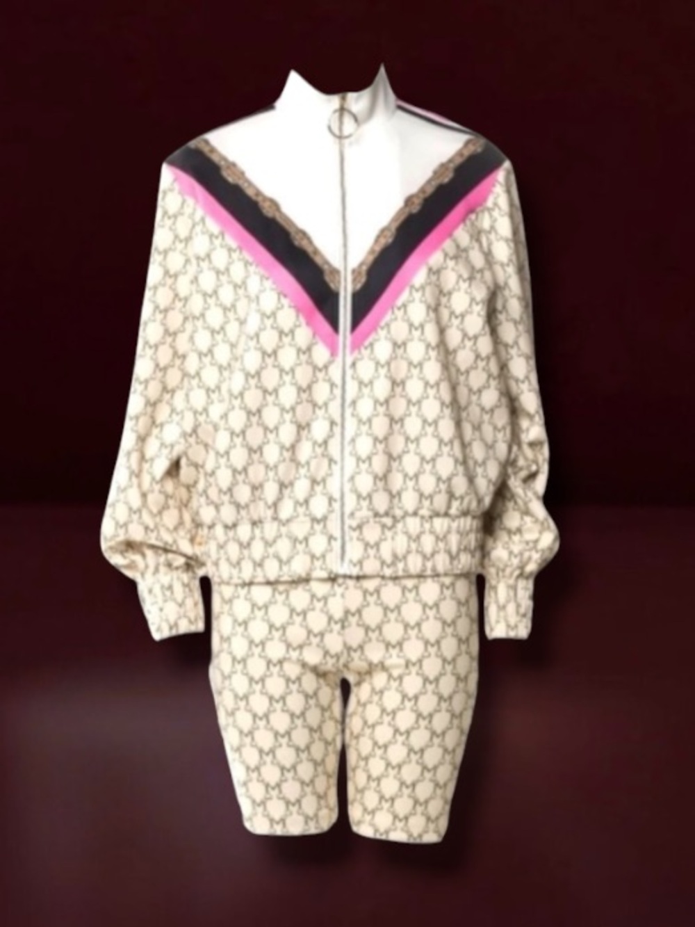 New! Maje Monogram Track Jacket Short Set 2-Pieces Size Medium